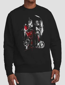 Unisex Daredevil Born Again Mayor Fisk Faces The Devil Sweatshirt, Black Size: Small - Black - Size: S - Marvel - FashionsVida