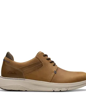 Men's Motion Trek PT Dark Tan Leather Trainers, Lace Up, Walking in Brown Size: 8.5-Wide Fit - Brown - Size: 8.5-Wide Fit - Clarks - FashionsVida