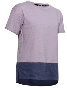 Short Sleeve Crew Neck Purple Womens Charged T-Shirt 1355585 554 Cotton - Size Small - Under armour - FashionsVida