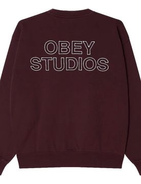 Felpe studios faded crew fleece - winetasting faded wash