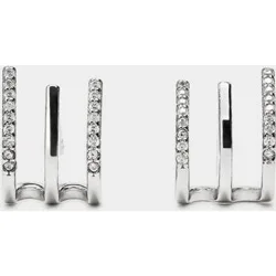 Pendientes de plata de ley de aro doble con circonitas