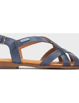 Sandalias planas de mujer de piel de tiras trenzadas y atadas al tobillo - Pikolinos - FashionsVida