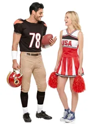 Football-Spieler und Cheerleader Paarkostüm für Erwachsene bunt