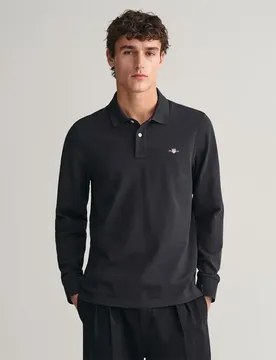 Polo A Maniche Lunghe Reg Shield Rugger Black M
