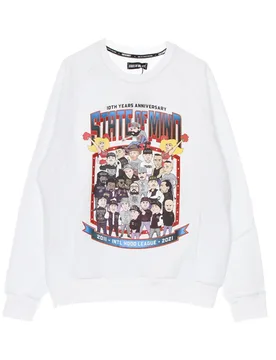 Felpa Girocollo Uomo 10th Years Anniversary League Crewneck White - 5TATE OF MIND - FashionsVida