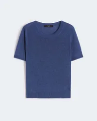 Maglia blu Weekend in puro lino a maniche corte