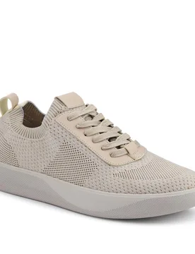 Mens Breathable Chunky-Soled Lace-Ups - Beige Textile - Size Uk 7 - Jones Bootmaker - FashionsVida