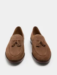 Suede Tassel Loafers Tan male