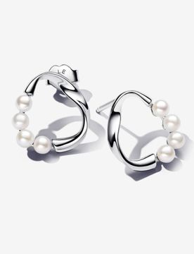 Orecchini Linea Sinuosa Circolare con Perle d'Acqua Dolce Coltivate 293276C01