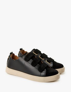 Baskets bi-matière en cuir