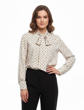 Camicie donna - virginie camicia m/l fiocco centrale - avorio