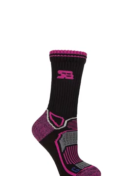 Women's 1 Pair with BlueGuard Oakvale Cotton Aerobic Hiking Socks Black / Cerise 4-8 - Black - Size: Small - Storm Bloc - FashionsVida