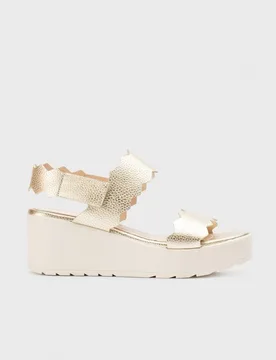Sandalias de cuña de mujer de piel con cierre adherente trasero - Wonders - FashionsVida