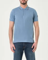 Polo avio mezza manica in piquè con abbottonatura coperta e bordino grigio bianco e bordeaux