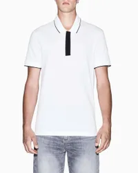 Polo Exchange bianca in cotone piquet con bordino a contrasto