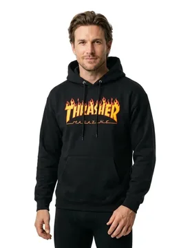 Sweat à Capuche Flame Logo Black L - Thrasher - FashionsVida