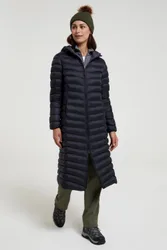 Florence Womens Extra Long Padded Jacket - Black - Black - Size: 10
