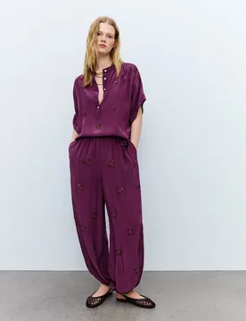 Pantalón ancho de mujer con detalles - Tintoretto - FashionsVida