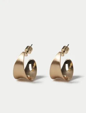 Brushed Hoop Earrings Gold female - M&S - FashionsVida