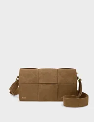 Personalised Faux Suede Woven Cross Body Bag Camel female