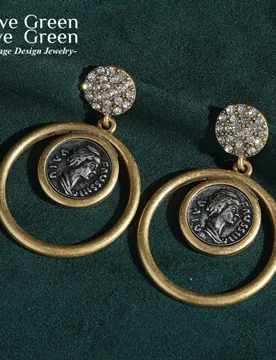 Vintage Ancient Gold Color Coins Drop Dangle Earrings Circles Rhinestones Luxury Designer Jewelry Retro Party Accessories 2026 - Aliexpress - FashionsVida