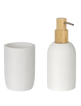 Bad-Accessoire Set „Altavalle“, 2-tlg., weiß/Bambus - WENKO - FashionsVida