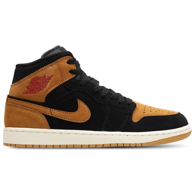 Aj1 Mid Men's Sneakers - Black - Size 8.5 - Leather & Synthetics - Black - Size: 8.5 - Jordan - FashionsVida