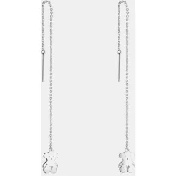 Pendientes largos nocturne de plata con oso