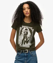 Superdry Damen Besonders Figurbetontes Pop Archive T-shirt Kaki - Größe: 44
