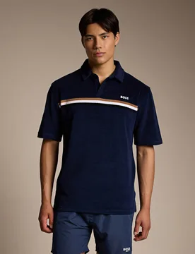 Iconic Polo Shirt in Terry Towelling Navy male - BOSS - FashionsVida