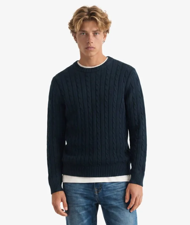 Superdry Herren Cable Knit Pullover mit Lockerer Passform Navy - Größe: M - 79.99 - FashionsVida