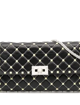 Quilted Lambskin Free Rockstud Spike Wallet On Chain - Valentino - FashionsVida