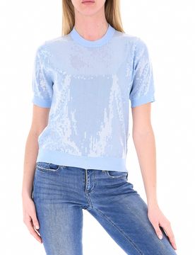 Maglia con paillettes LIU JEANS CELESTE M
