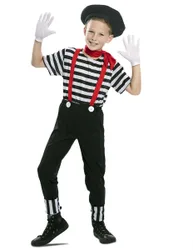 Pantomime-Kostüm für Jungen Faschingskostüm schwarz-weiss-rot - male