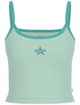Top Verde Cotone con Ricamo Logo Frontale