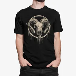 Nature Wild Animal Goat Head Horn Skull Printed T-Shirt. Summer Cotton O-Neck Short Sleeve Mens T Shirt New S-3XL