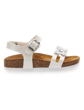 Sandali bianchi con fiore glitter 257A010SR 28