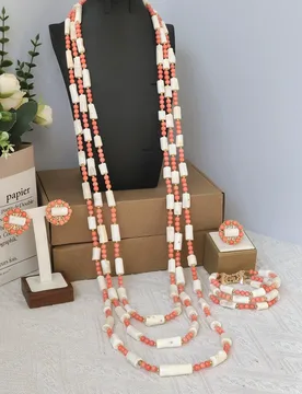 Inch Bridal Necklace White and Pink Real Coral Beads African Jewelry Set for Nigerian Wedding - Aliexpress - FashionsVida