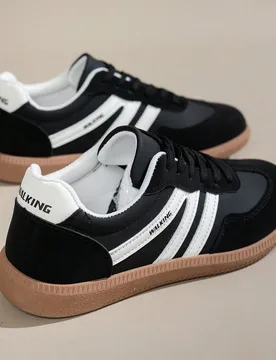 Zapatos casuales multifuncionales de moda para mujer, zapatillas casuales con cordones, puntera redonda y suela de goma, en color negro y caqui, zapat - Shein - FashionsVida