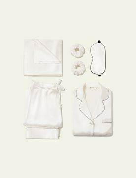 Ensemble Cadeau Soie L: Pyjama Strass, Taie d'oreiller 22 Mommes, Masque Nuit, Chouchous