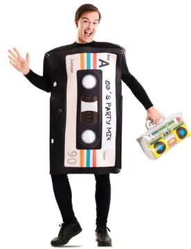 Audiokasseten-Kostüm 80er Schwarz - Eurocarnavales - FashionsVida
