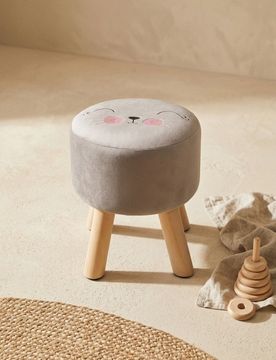 Pouf in velluto con ricamo - grigio chiaro