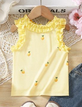 Top de tirantes sin mangas con volantes de moda para niñas, verano