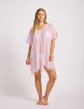 Pure Cotton Mini Beach Amnesia Kaftan Light Pink female - Seafolly - FashionsVida