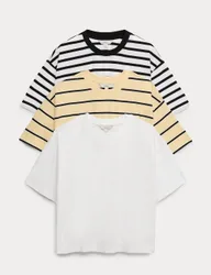 Pack Pure Cotton Boxy T-Shirts White Mix female