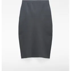 Falda midi de punto con fruncidos
