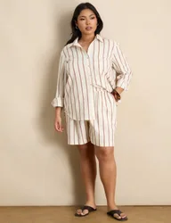 Cotton Rich Striped Shorts Oatmeal female