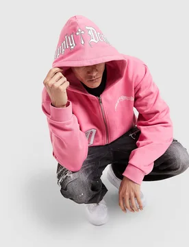 Mens Felpa con Cappuccio Full Zip Atomic - Rosa, rosa rosa Uomo taglia M - Supply & Demand - FashionsVida