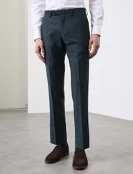 Tailored Fit Wool Rich Suit Trousers with Mohair Dark Petrol male