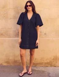 Denim Mini Shift Dress Blue Denim female